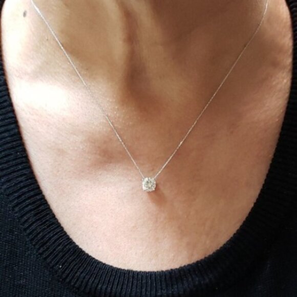 14Kt Gold 1.50 Ct Lab Grown Diamond Pendant Necklace - Picture 1 of 6